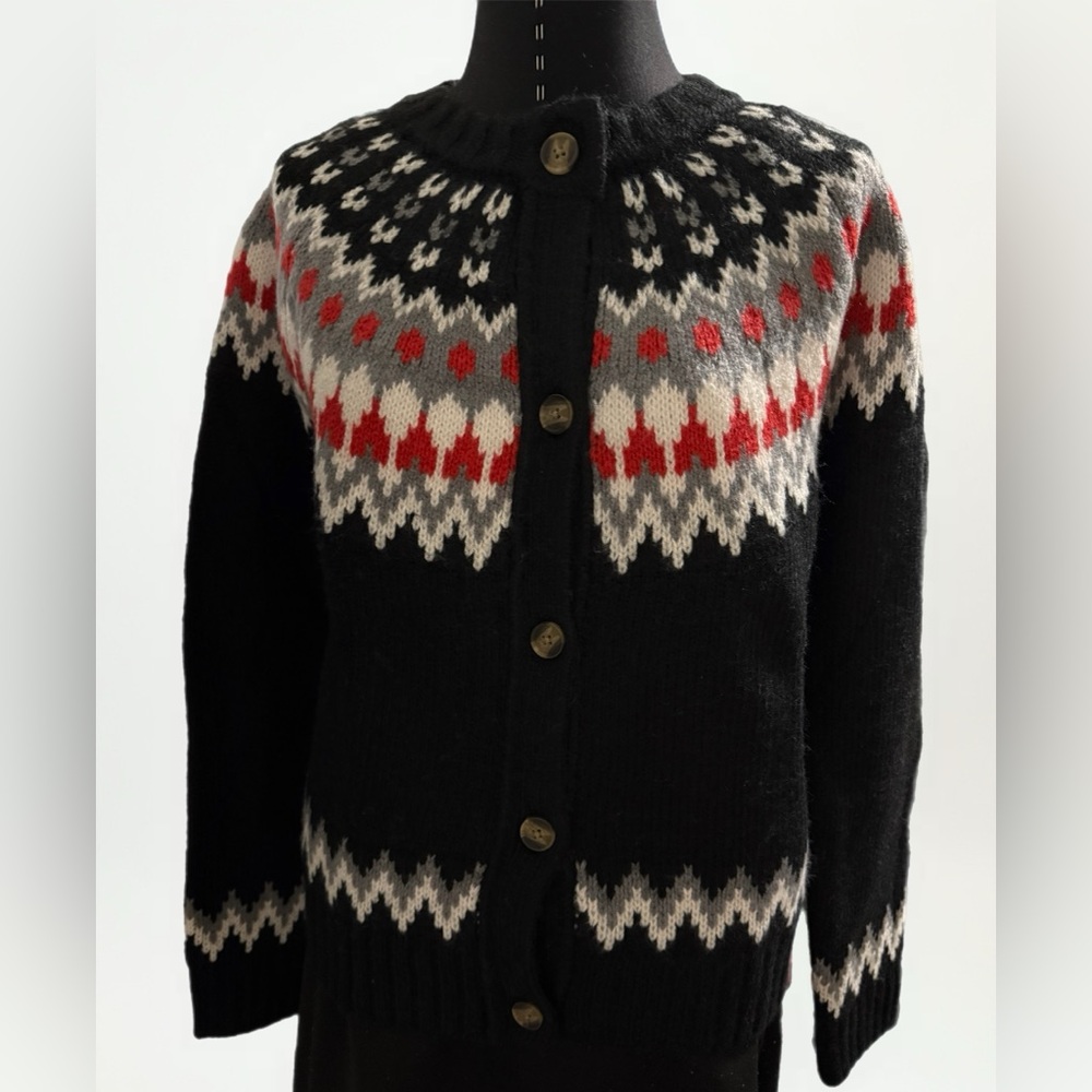 Style & Co. Black and Red Patterned Cardigan